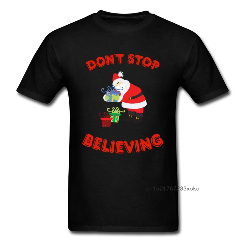 Футболка с надписью Dont Stop belief Санта Клаусом Мужские хлопковые футболки