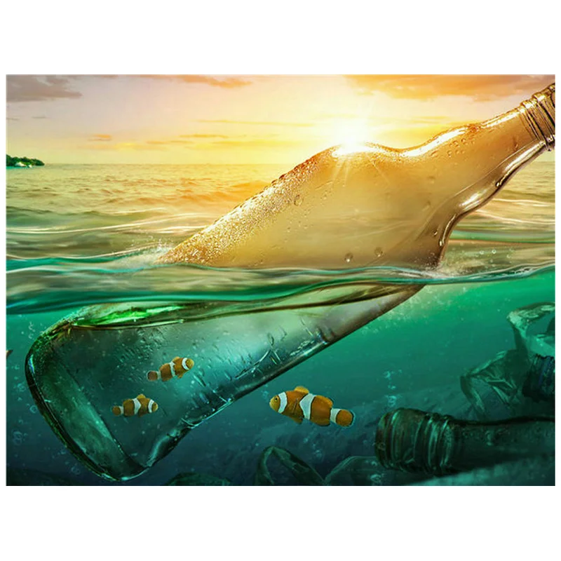 Алмазная 5d-картина сделай сам морская полноразмерная круглая/Квадратная бутылка