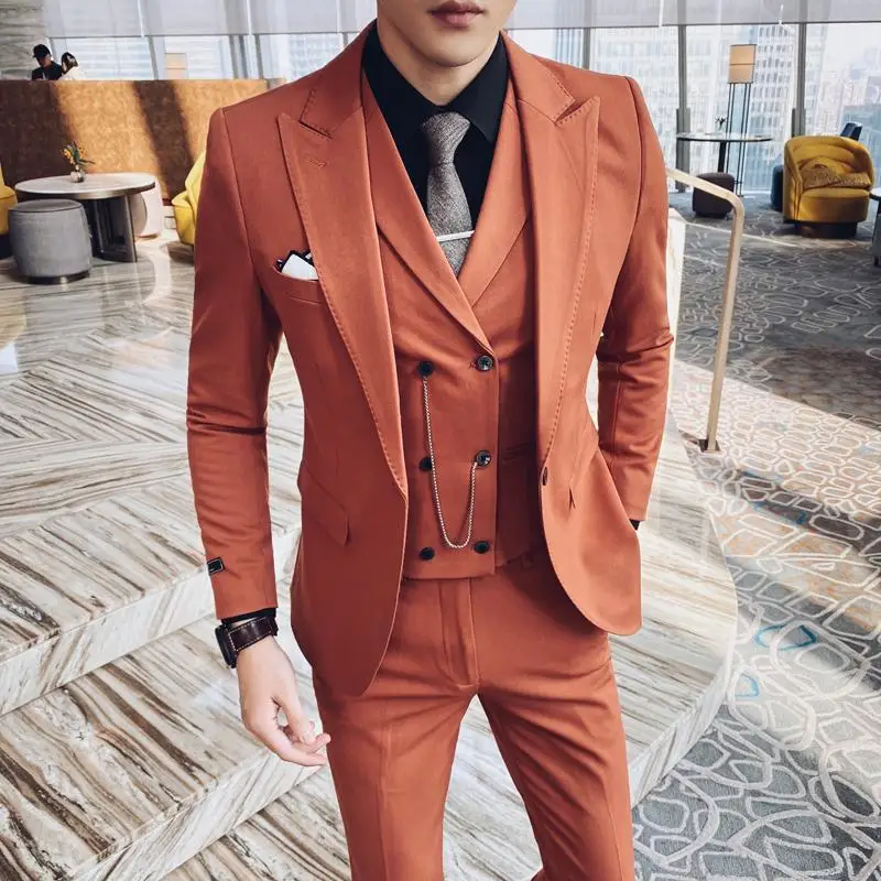 3 шт./комплект Мужской Блейзер + брюки жилет | Мужская одежда