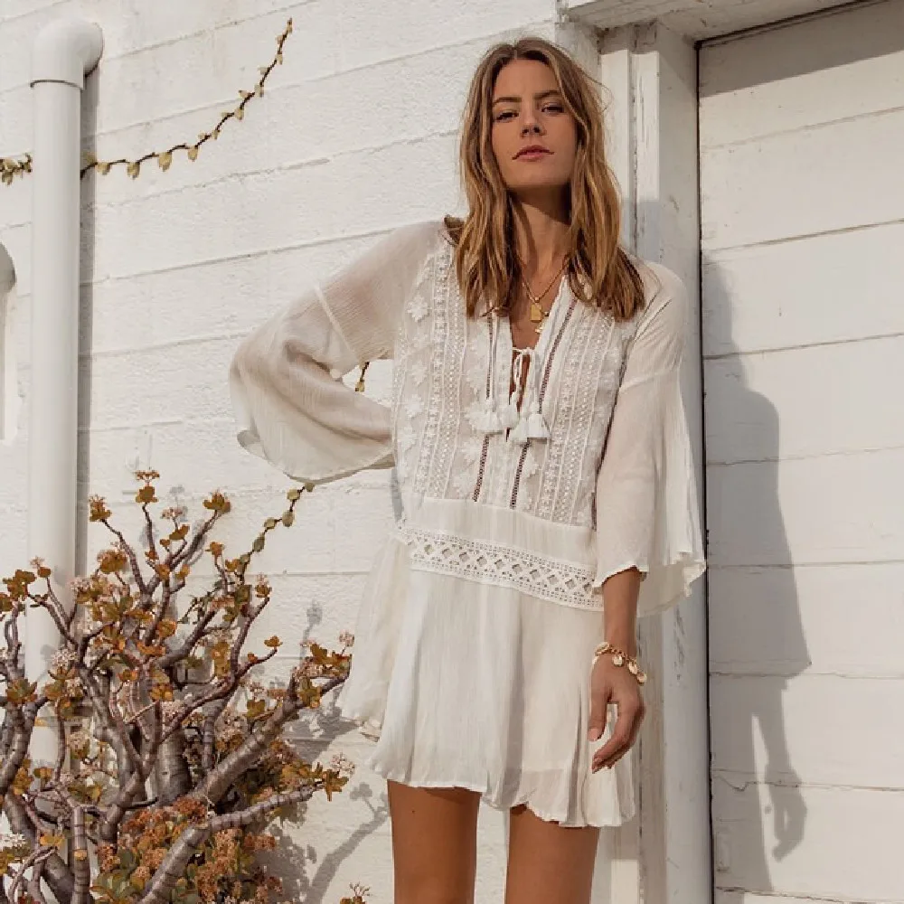 2021 женская Пляжная накидка белая Шифоновая туника бикини юбка с запахом