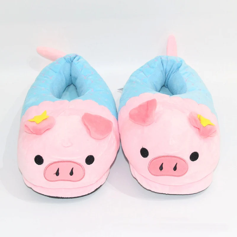 

girls fur slippers Cartoon Pig Plush Slippers Women's Winter Warm Home Furry Slides Female Indoor Casual Slient Cotton indoor