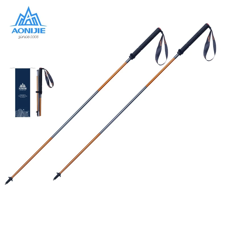 Aonijie Carbon Fiber Walking Sticks 2Pcs/Pair Ultralight Quick Lock Folding Trekking Cane Hiking Pole For Outdoor Trail Running