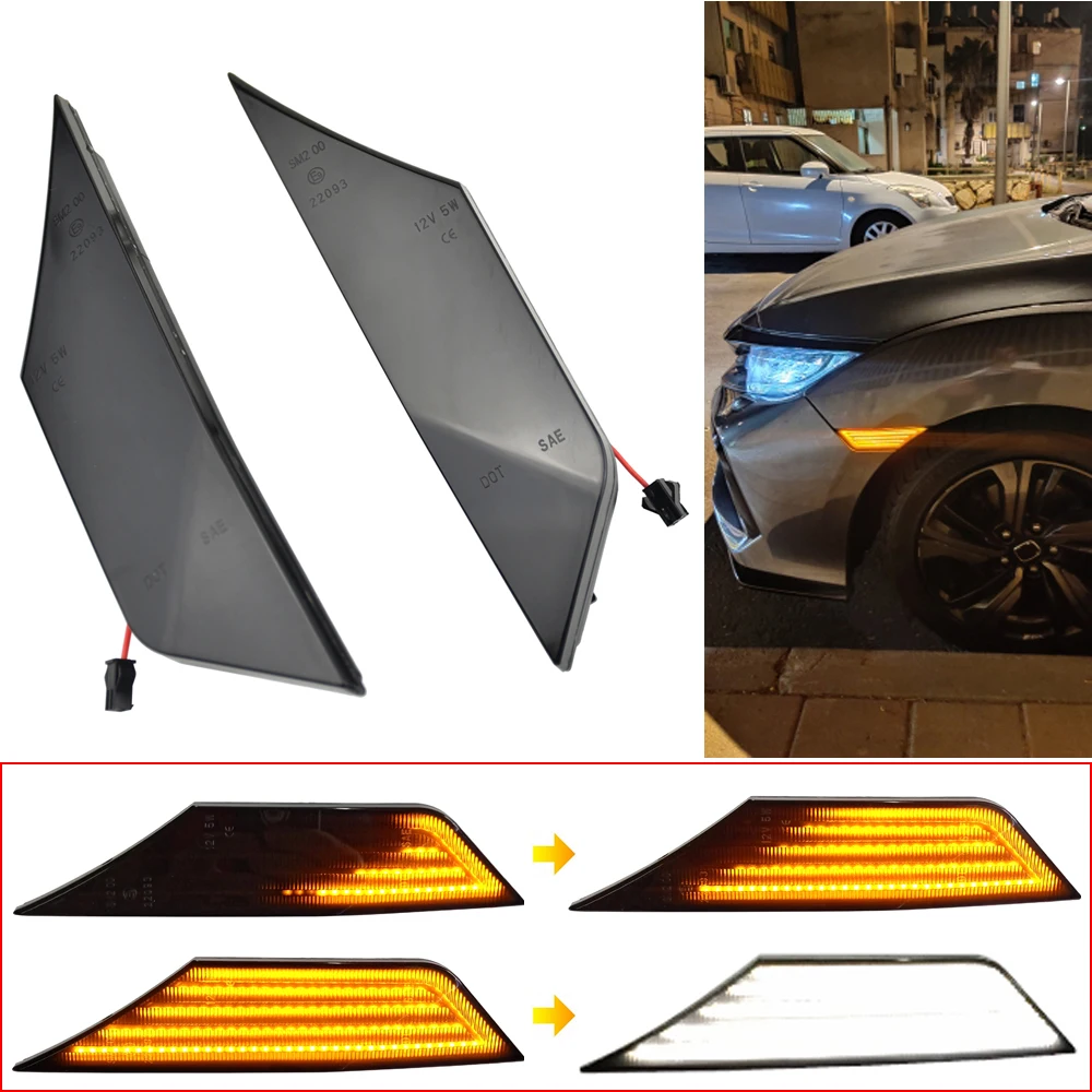 

2PCS For Honda Civic 10th Gen Sedan/Coupe/Hatchback 2016 2017 2018 LED Dynamic Turn Signal Lights Side Indicator Lamp
