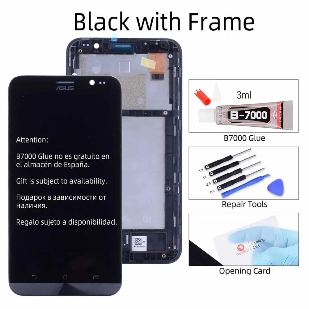 Дисплей для ASUS Zenfone Go ZB551KL LCD в сборе с тачскрином на рамке черный - Цвет: with Frame Black