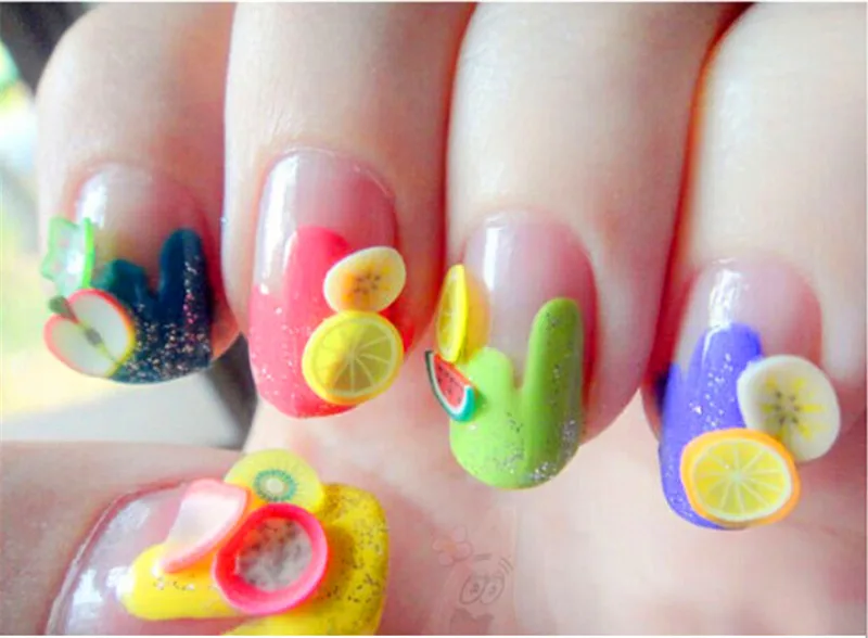 Новинка 1000 шт./упак. ногтей 3D кусочки фруктов Полимерная глина DIY кусочек