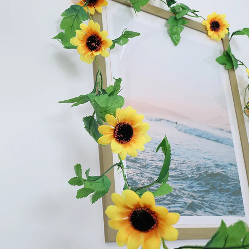 

2021 Hot Led Copper Wire Light Rattan Flower Lighting Chain SUNFLOWER Simulation Sunflower Ins Decorative Lamp Rattan Lamp