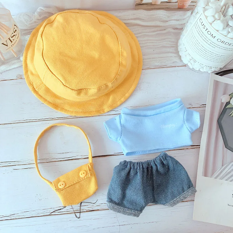 

20cm doll clothes Lovely dolls accessories Short sleeve Satchel Jeans shoes Korea Kpop EXO idol Dolls gift DIY Toys Simon