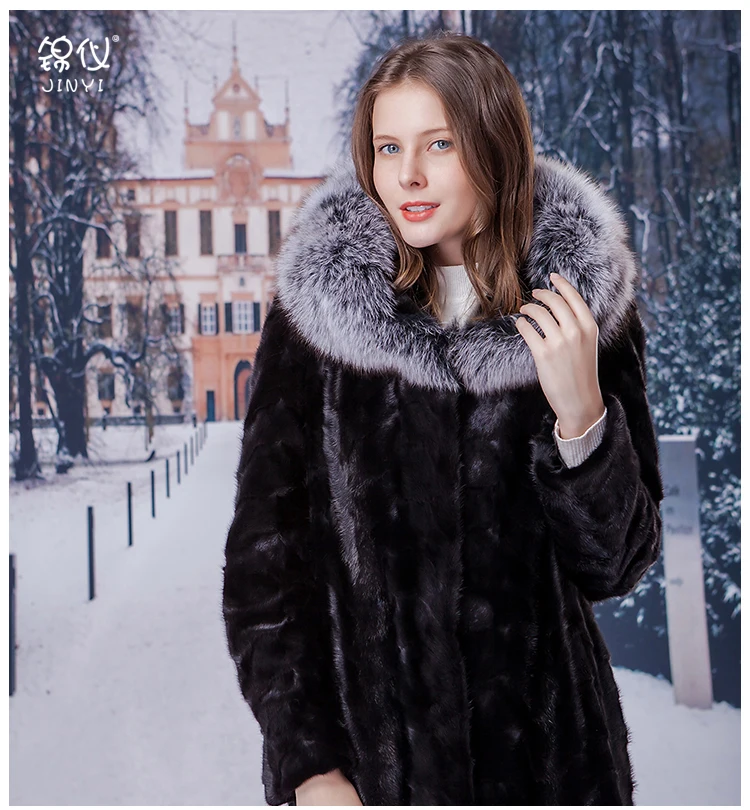 Роскошное пальто из натурального меха норки куртка худи с лисой Женская