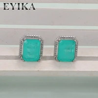 eyika vintage paraiba tourmaline blue square stud earrings multicolor crystal zircon ear nail women statement party jewelry