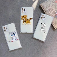 leopard cartoon cute phone case for iphone 7 8 11 12 x xs xr mini pro max plus clear square transparent