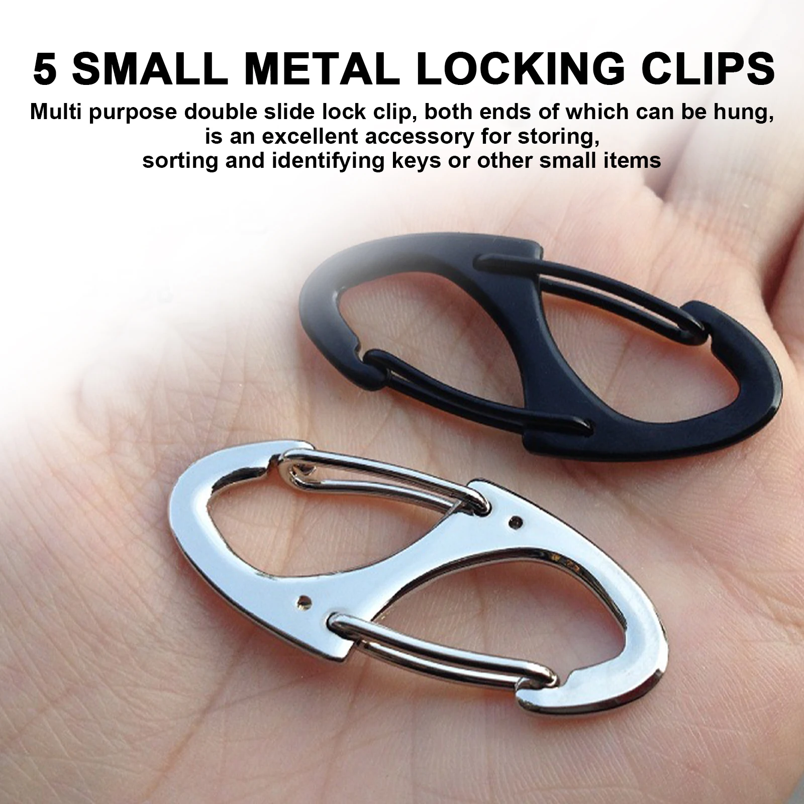 

5PCS Small Metal Carabiner Clips Dual Spring Wire Gate Snap Hooks Keychain Buckle Tool Climbing Accessories