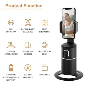 all in one portable smart selfie stick 360 degree rotation auto face object tracking for fullhalfbody camera phone mount hold free global shipping