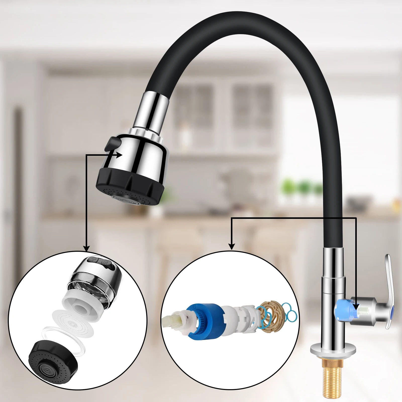 

Kitchen Faucet Tap Adjustable 360-degree Rotating Water Tapware Washbasin Taps Kitchen Accesories Shower Faucets Attachment