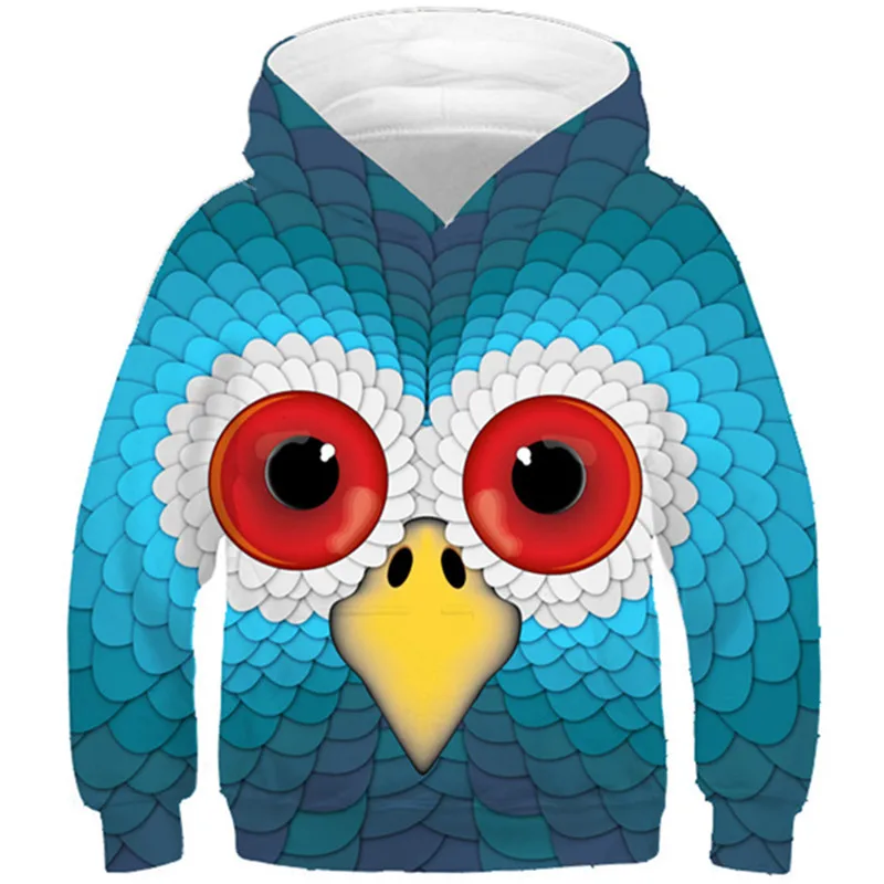 

New 2020 Children Lovely Animal Owl Colorful Design Sweatshirt Boy/Girl Fashion 3D Hooded Hoodies Kids Pullover Clothing Tops