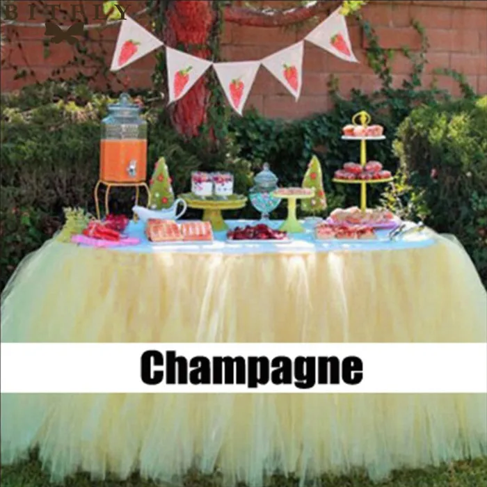 Champagne 29 цветов, полиэстер, однотонная 100*80 см юбка-пачка для стола, рождественские принадлежности,, свадебная фатиновая юбка - Цвет: Champagne