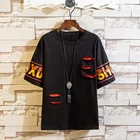 Футболка мужская летняя, на молнии, в стиле хип-хоп