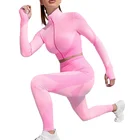 Женский спортивный костюм из 2 предметов, комплекты для йоги, сексуальная спортивная одежда, штаны для бега и фитнеса, модная облегающая футболка на молнии, эластичные леггинсы, комплект для спортзала