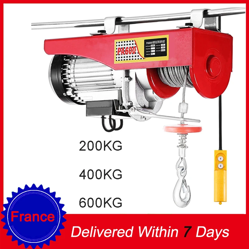 

600kg Electric Cable Hoist Lifting Wire Hanging Crane Electric Workshop Power Gantry Hoist Winch 230V/50Hz 1050W Lifting Tool