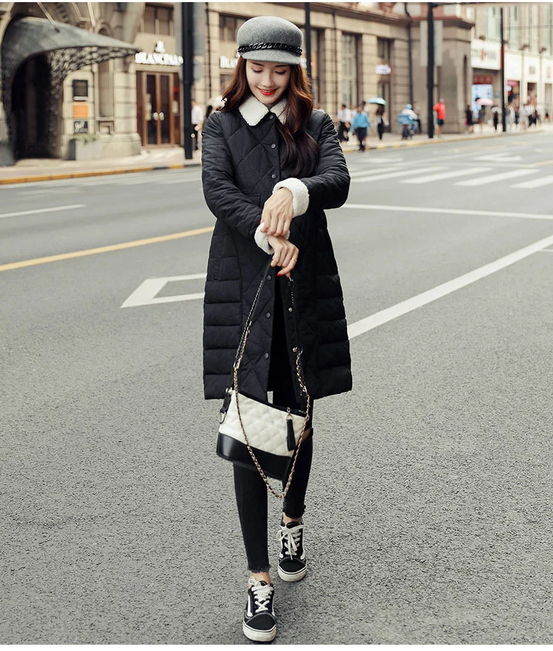 

2019 New Cotton Women's Long Section Cotton Clothing Women's Winter Thick Coat Fashion Thin Slim Solid 5 Colors