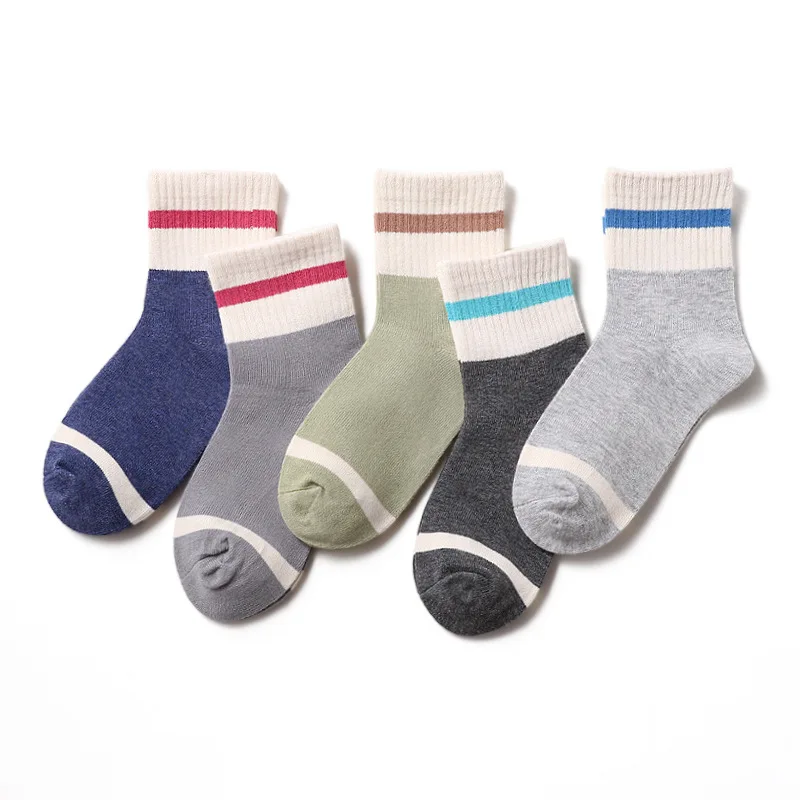 5 пар Детские хлопковые носки в полоску на осень/зиму|Носки| |