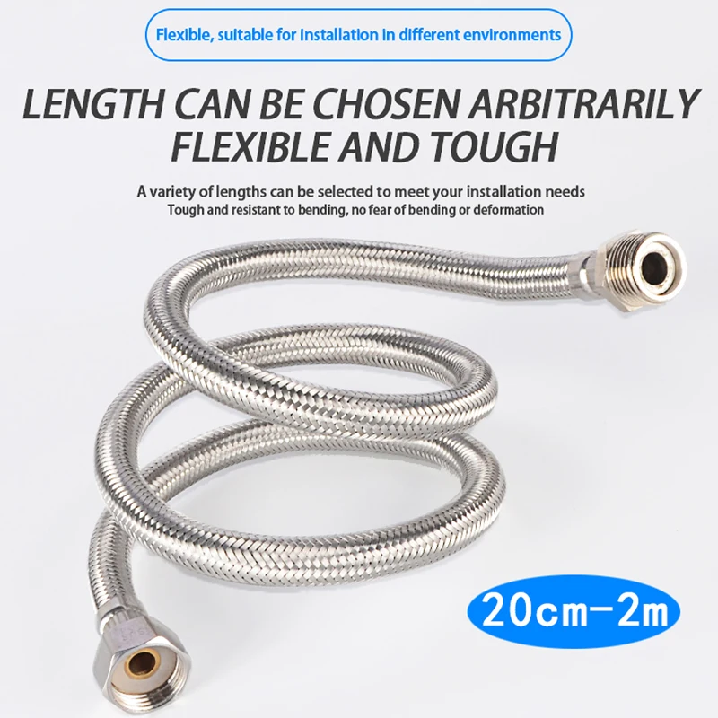 

Inner And Outer Wire 304 Braided Hose, Extension, Shower Fittings,Sink Hot Cold WaterConnect Corrugated Pipes With Wrench