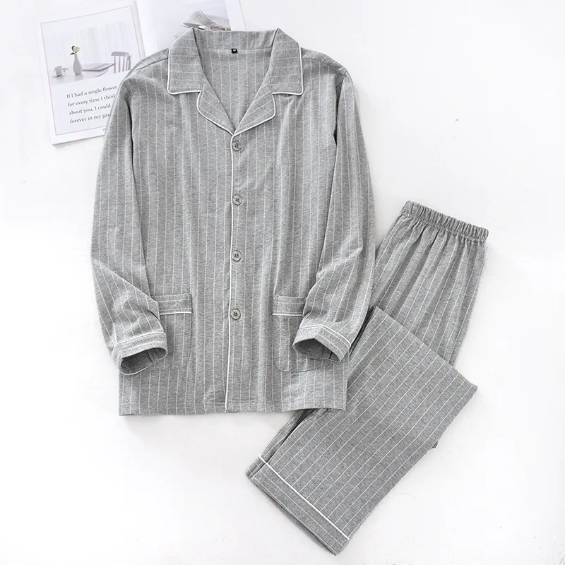 

100% Cotton Women Pajamas Sets Turn-down Neck Shirt+Pants Comfort Long Sleeve Stripe Pyjamas Female Autumn Home Wear