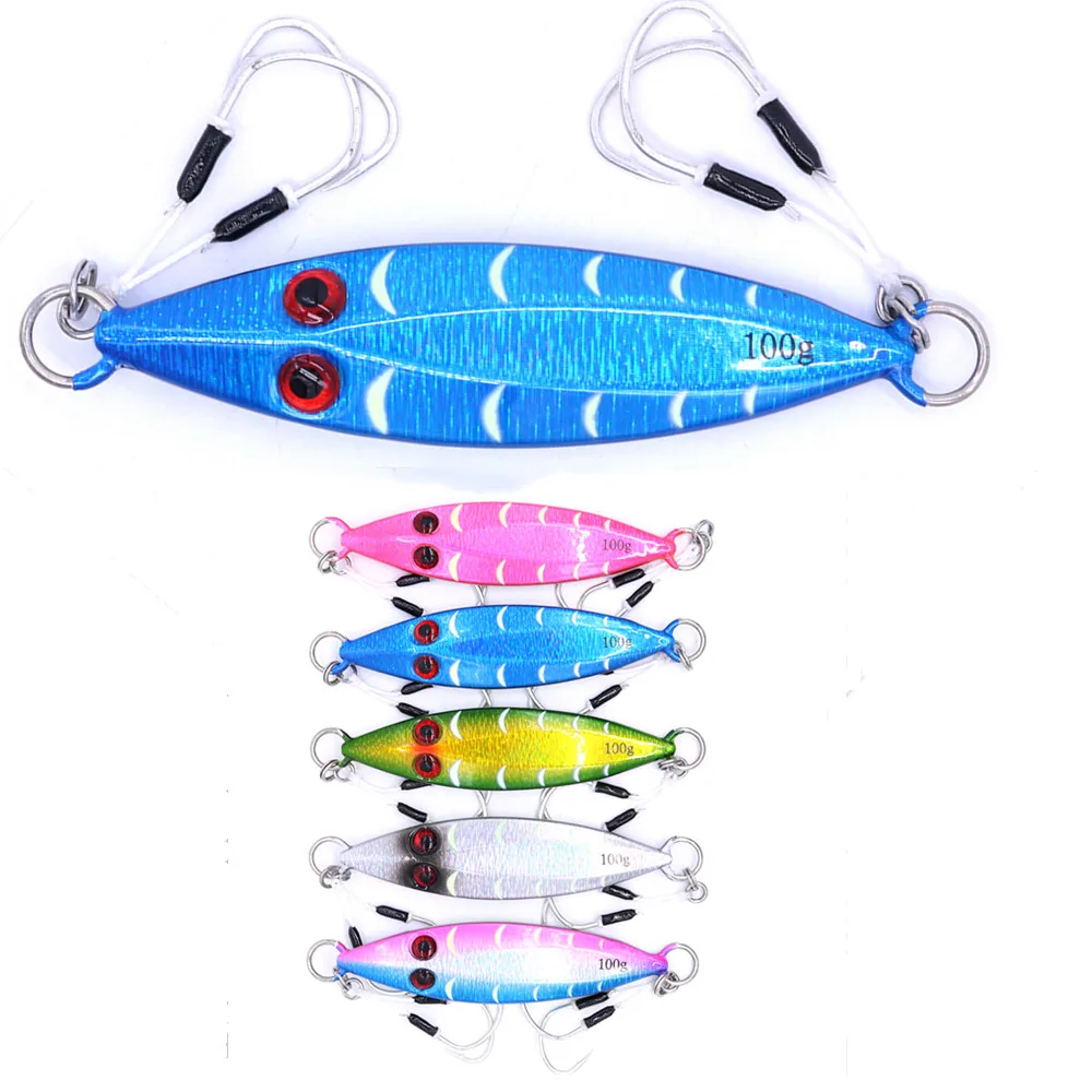 

CASTFUN Fishing Lure Slow Jig Luminous Jigging Lure Assist Hook Fish Artificial Bait Lure Metal Jig 1pc 100g 150g 200g 250g