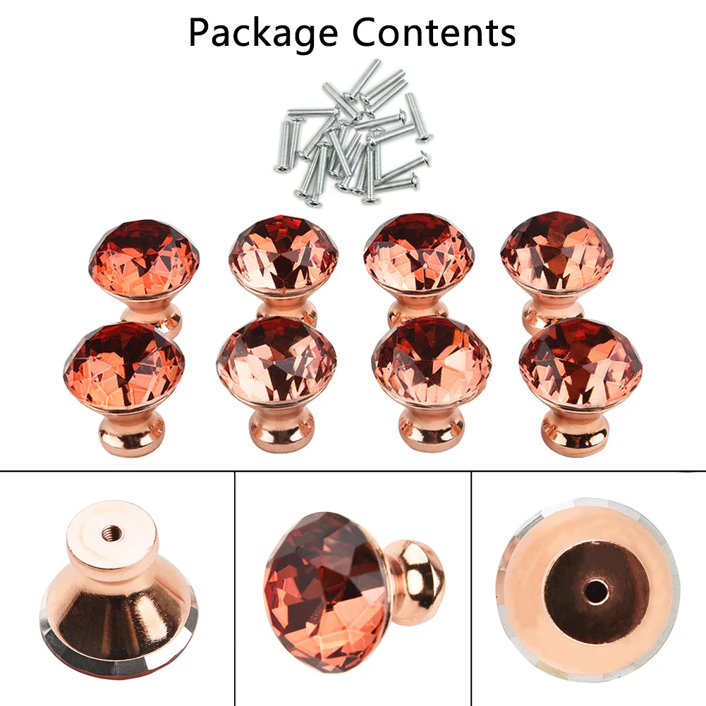 

12 Pcs 30MM Crystal Knob Diamond Shape Drawer Door Pull Handles Cabinet Knobs