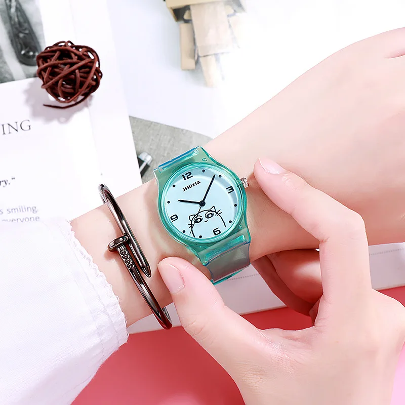 Фото Роскошные женские часы повседневные резиновые детские часы-браслет кварцевые