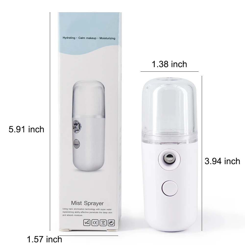 

Portable Nano Mist Sprayer Mini 30ml Nano Mister USB Rechargable Hand Facial Face Body Steamer Moisturizing Skin Care Humidifier