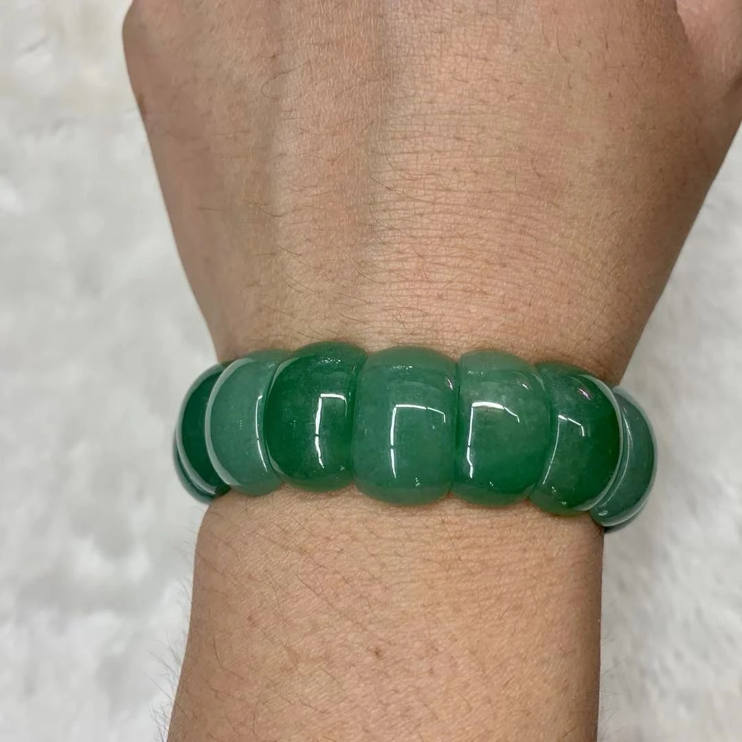 Браслет с зелеными авантюринами нефритовые бусины натуральный жесткий браслет