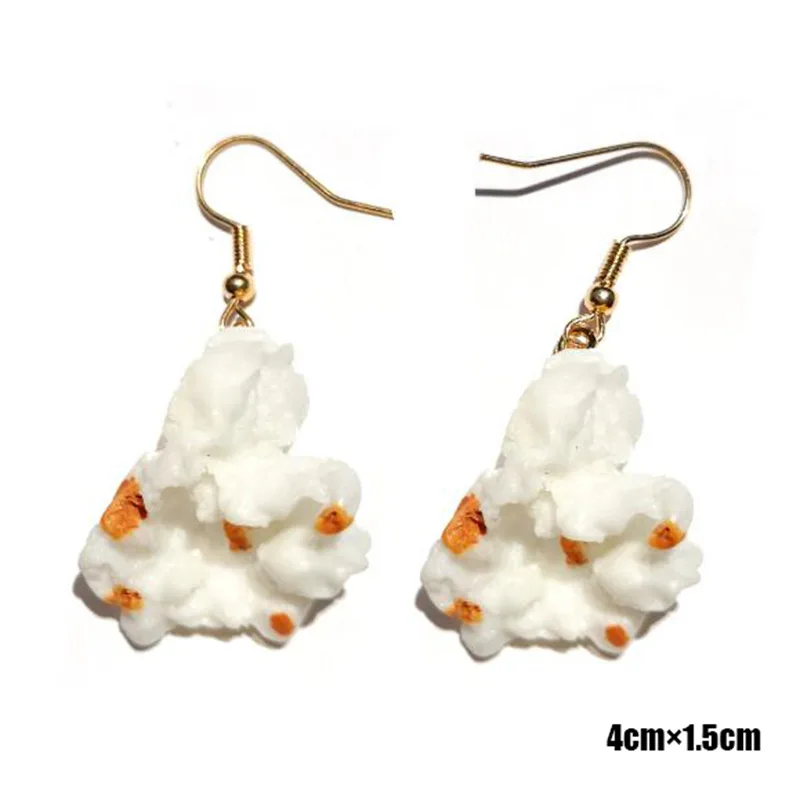 

Simulation Popcorn Handmade Women Earrings Funny Resin Cute Girls Korean Exquisite Earrings Fashion Gifts Eardrop Jewelry