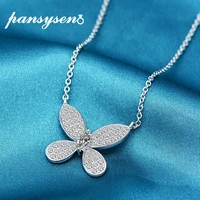 pansysen butterfly 100 real 925 sterling silver created moissanite gemstone wedding engagement pendant necklace bridal jewelry