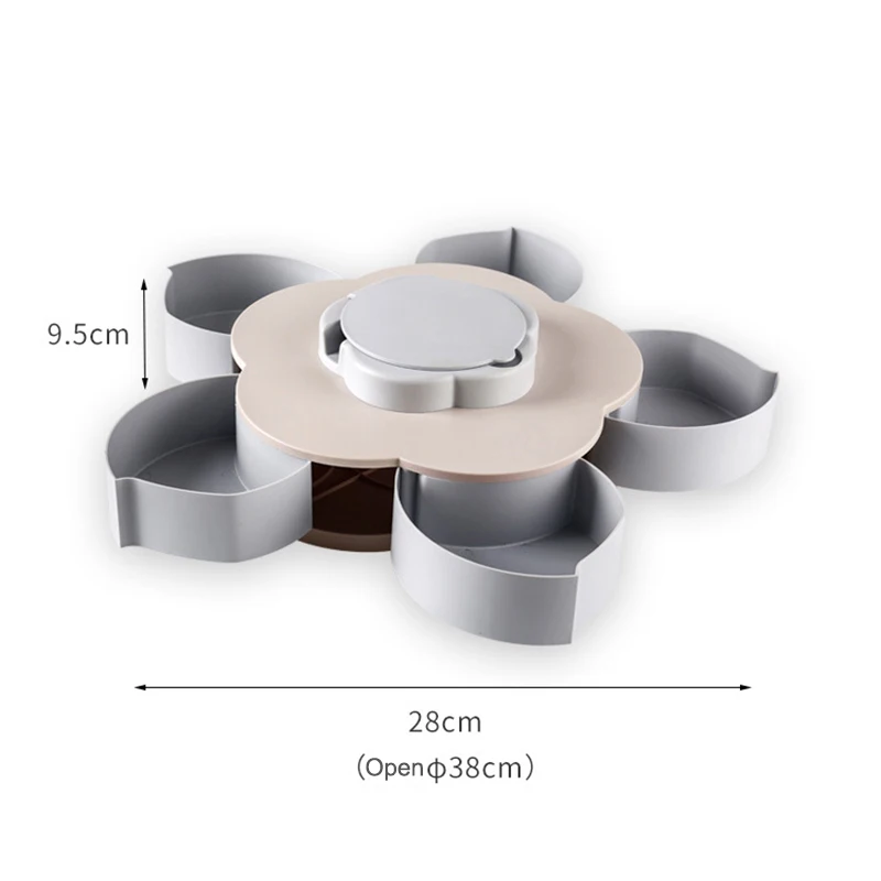 

Funny Petal-Shaped Rotating Snack Serving Tray Sectional Candy Nut Box Snack Tray with Phone Holder SDF-SHIP