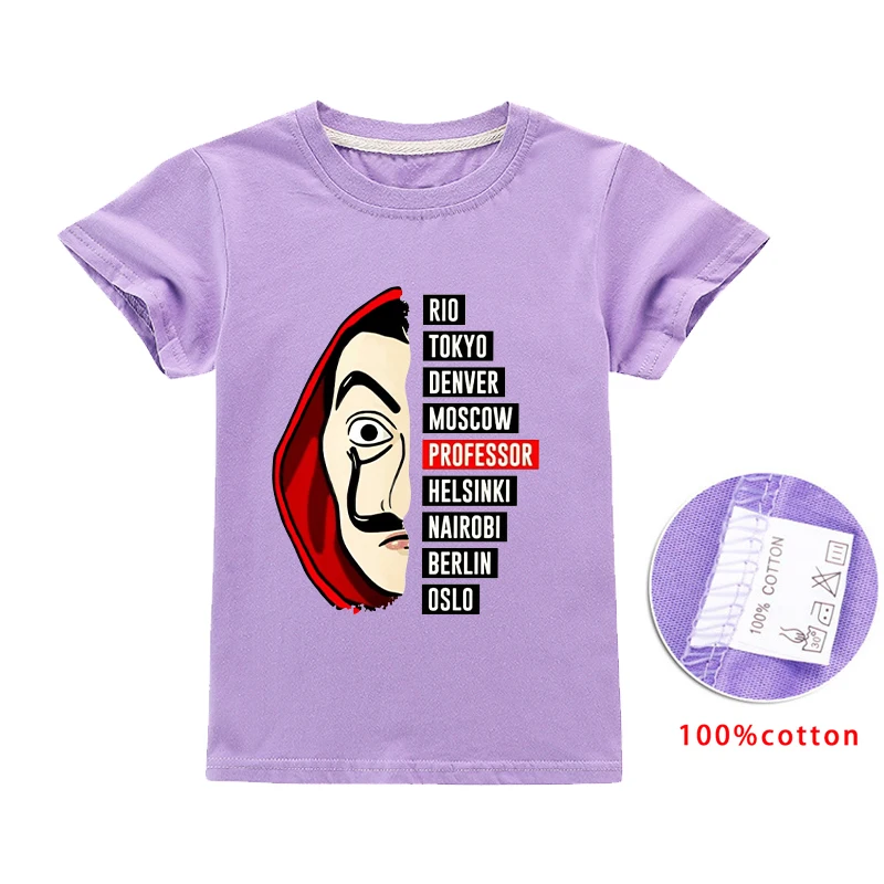 2020 Summer La Casa De Papel Tshirt Money Heist Tees TV Girl Short Sleeve T Shirt House of Paper Funny Children Clothes Clothing | Детская