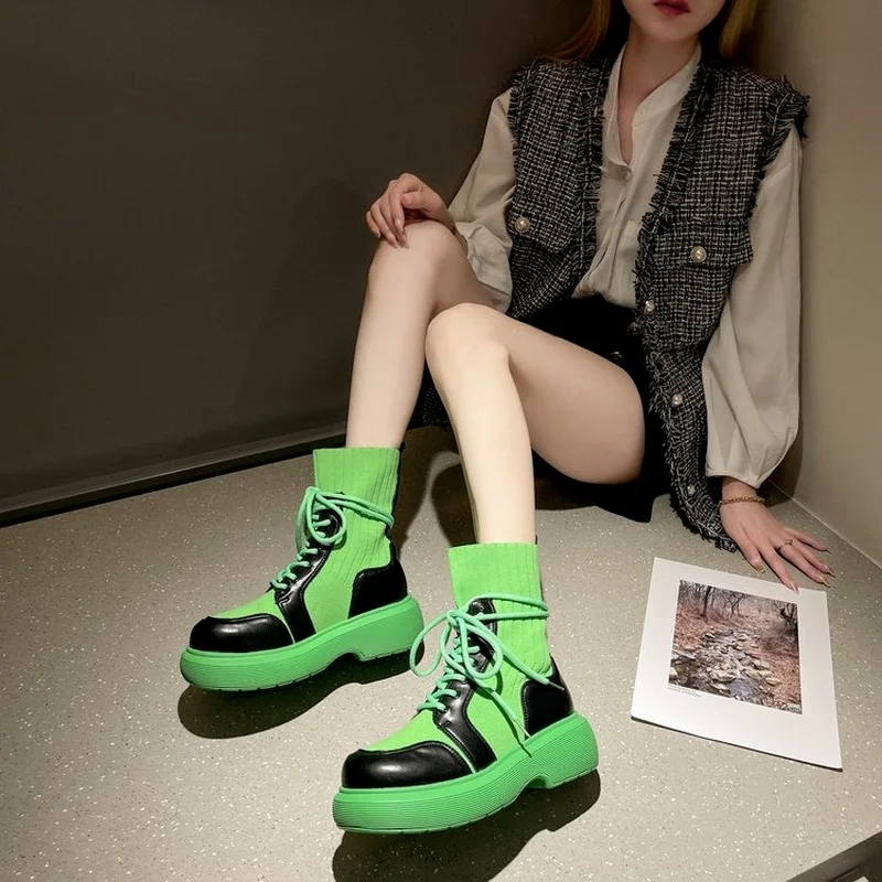 

Женские ботинки, новинка 2021, ботинки-туфли средней длины, женские модные сказочные ботинки в Корейском стиле, удобные дымчатые ботинки-туфл...