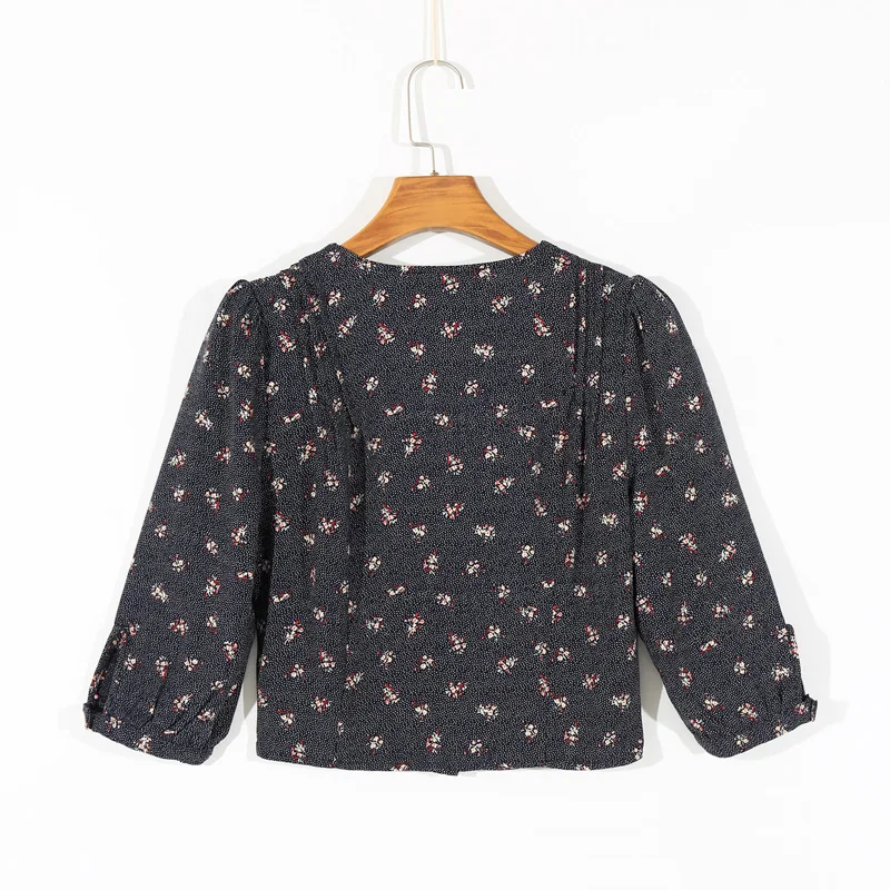 

Summer women's shirt casual flower print shirt