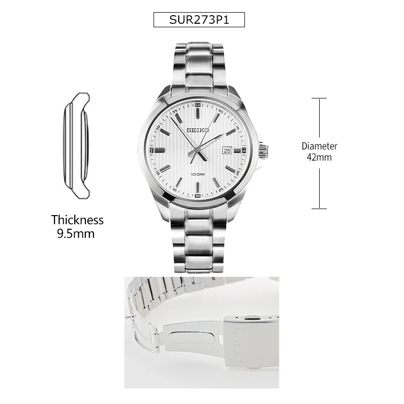 SEIKO Официальный продукт часы Мужские Простые кварцевые часы бизнес тренд мужские часы водонепроницаемые мужские наручные часы