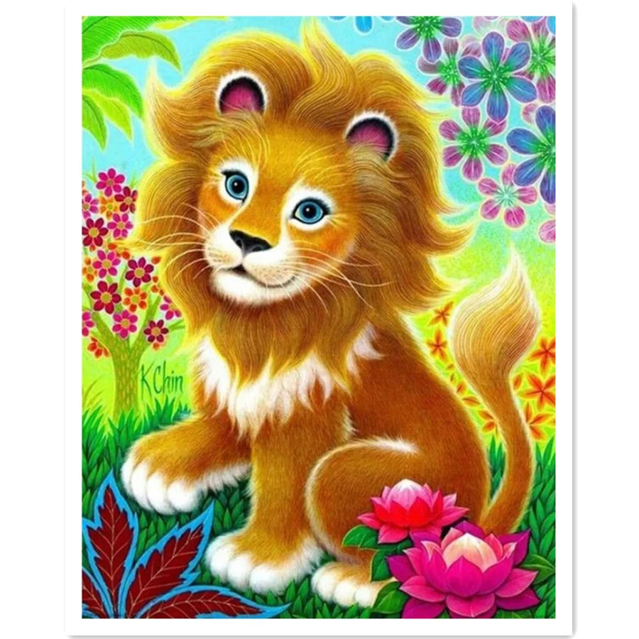 

DIY Painting By Numbers Cartoon Lion Kits Acrylic Picture Modern Wall Art Hand Painted For Home Decor