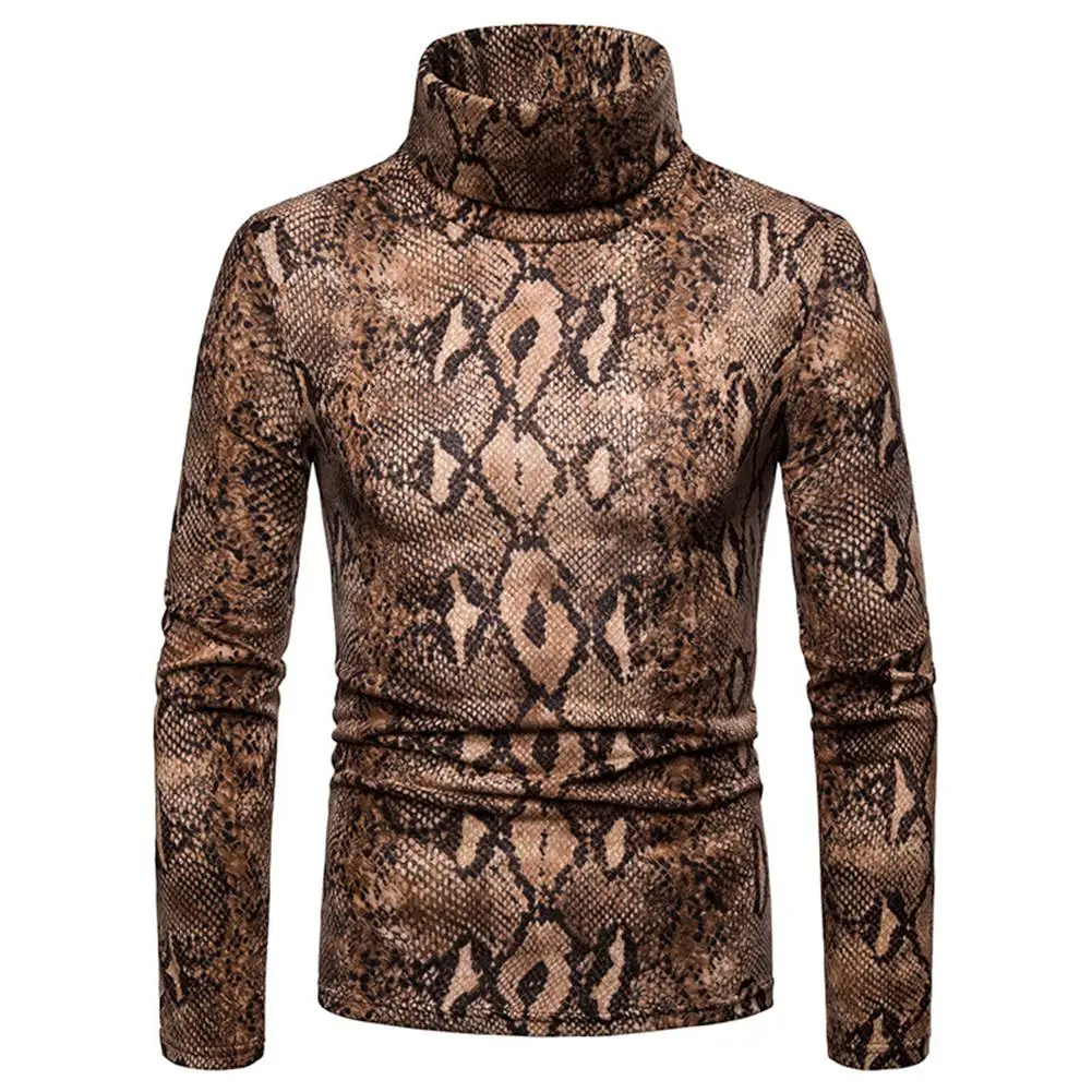 Мужской теплый свитер MISSKY Повседневный пуловер из змеиной кожи с высоким