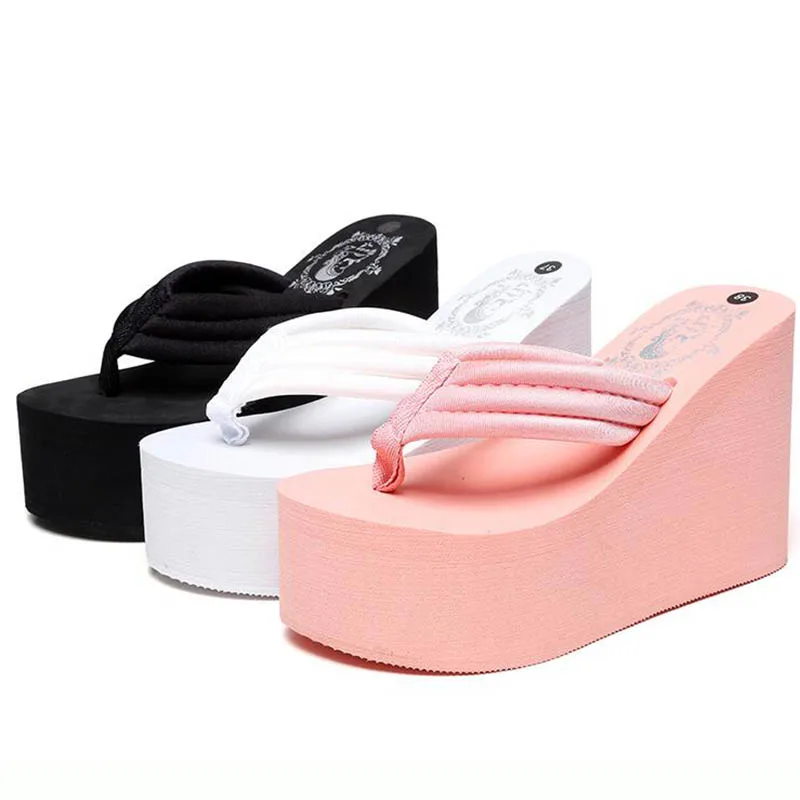 Тапочки женские босоножки на высоком каблуке 11 см толстой подошве скользкой