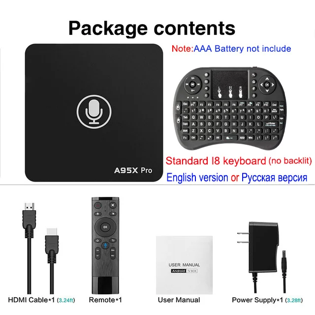 2GB 16GB I8 A95X Pro Google tv Box Smart Android 7,1 tv Box 2 Гб 16 Гб голосовой пульт дистанционного управления Amlogic S905W Google плеер магазин Netflix Youtube - Цвет: 2GB 16GB I8
