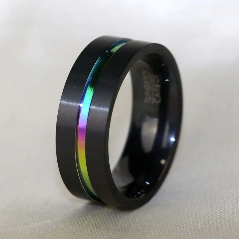 

New Creative Titanium Steel Black Ring 8mm Color Frosted Ring Holiday Party Gift For Best Friends