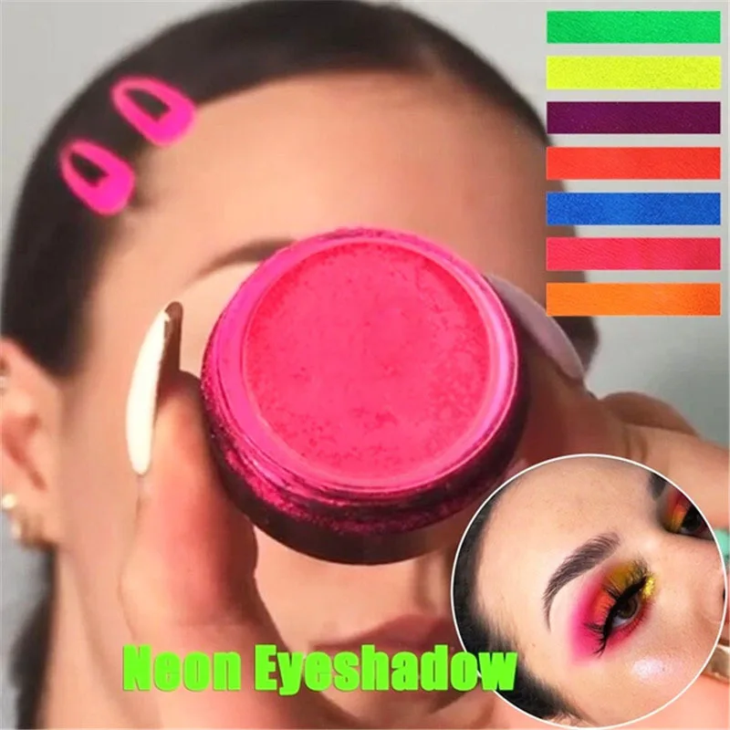 7 цветов неоновая Пудра Тени для век Палитра пигментов матовая Минеральная