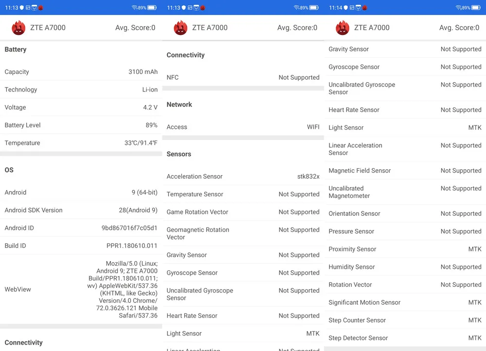 Мобильный телефон zte Blade A7 4G LTE Helio P60 Android 9,0 6,0" ips 1560x720 3 Гб ram 64 Гб rom 16.0MP Face ID