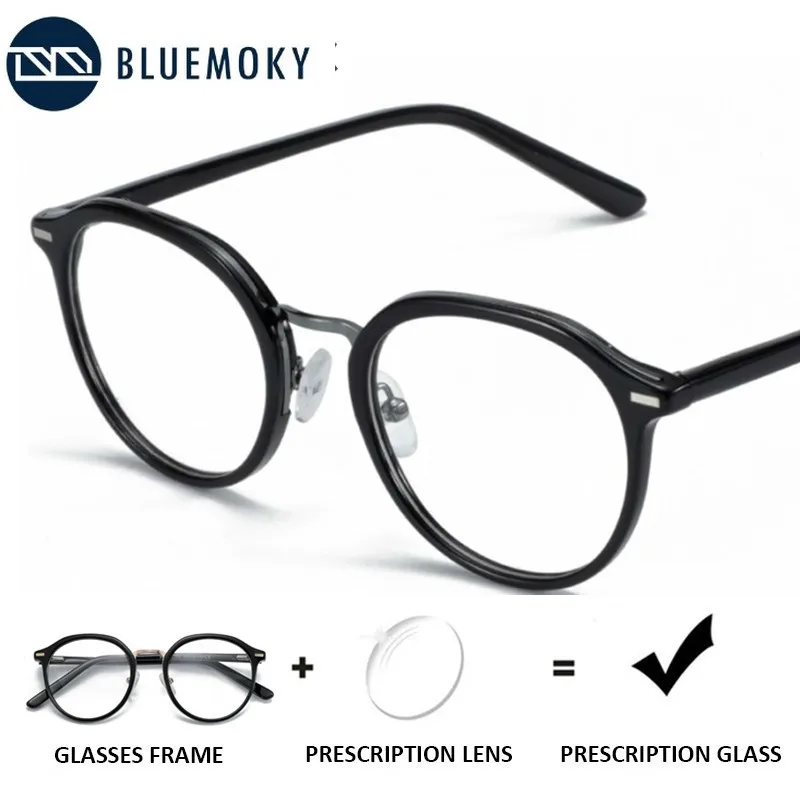 

BLUEMOKY Acetate Round Prescription Glasses Frame Women Men Blue Ray Photochromic Eyewear Optical Myopia Progressive Eyeglasses