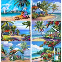 5d diy diamond painting scenery cross stitch sea view room diamond embroidery full square round drill home decor manual art gift