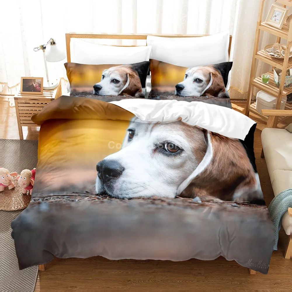 

Комплект постельного белья для домашних животных, с 3d рисунком собаки, пододеяльник, одеяло, постельное белье, двойная, королева, большой ра...