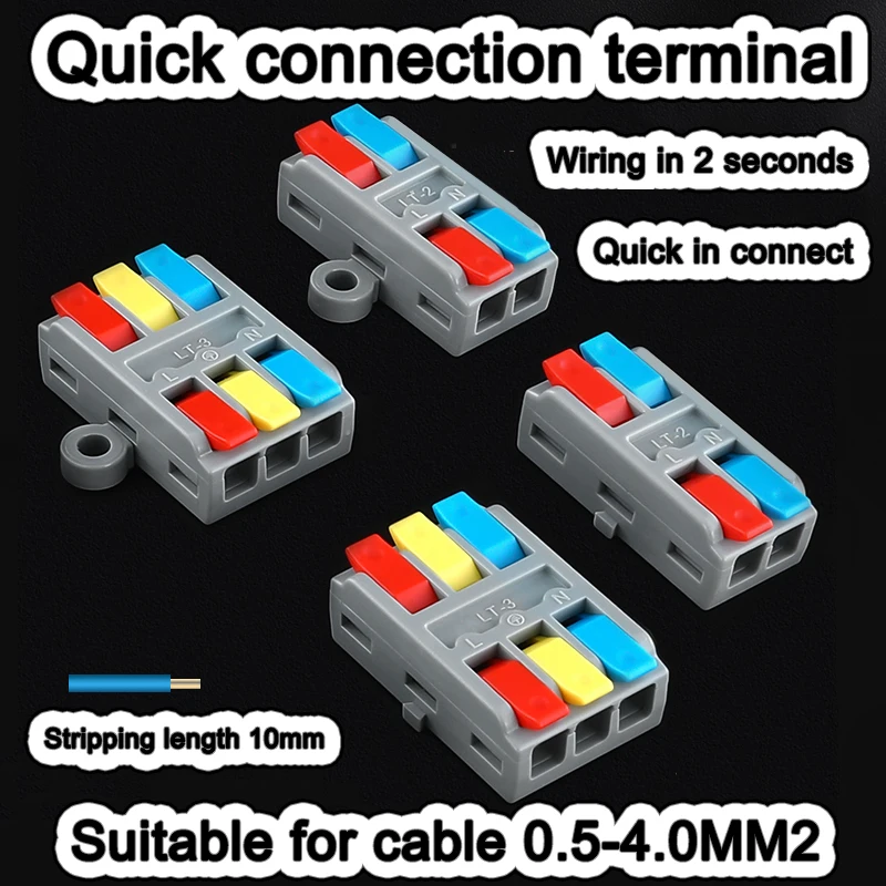 

Универсальный мини-клеммный блок для быстрого подключения проводов 0,5-4 кв. Мм