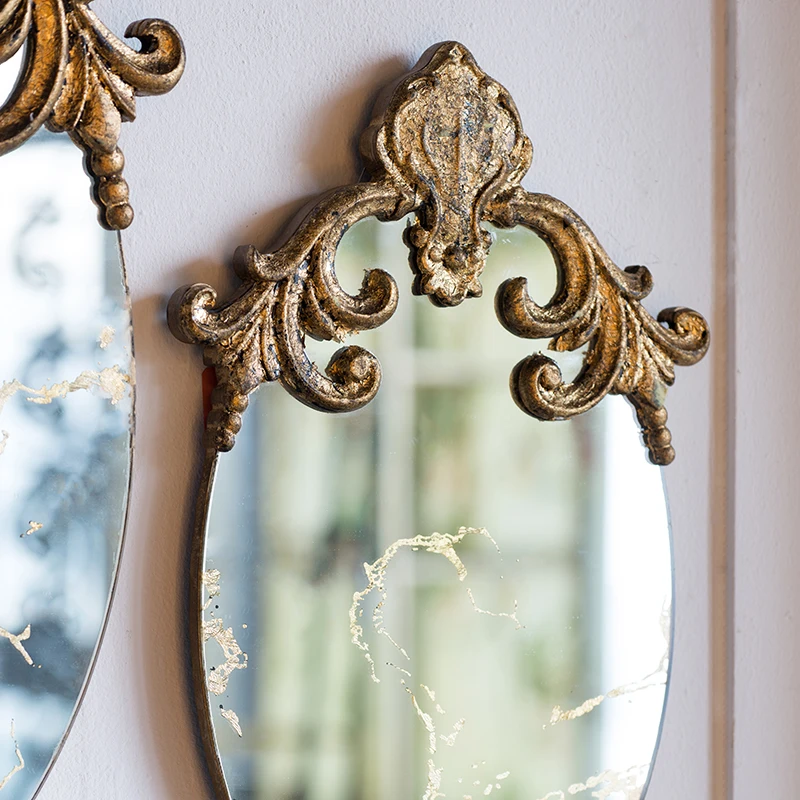 Европейский дворцовый ретро стиль Золотой резной туалетный столик для спальни